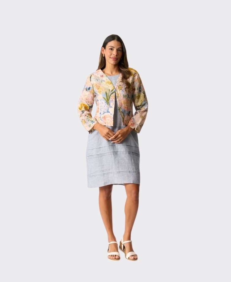 Foil Jacket Gather Again Linen - Peonies