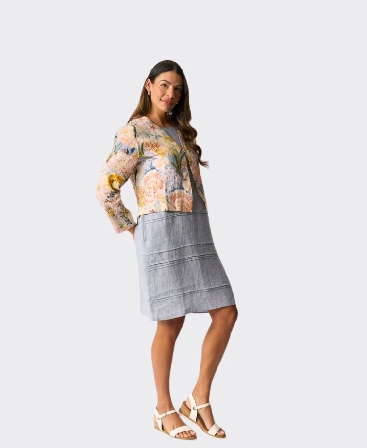 Foil Jacket Gather Again Linen - Peonies