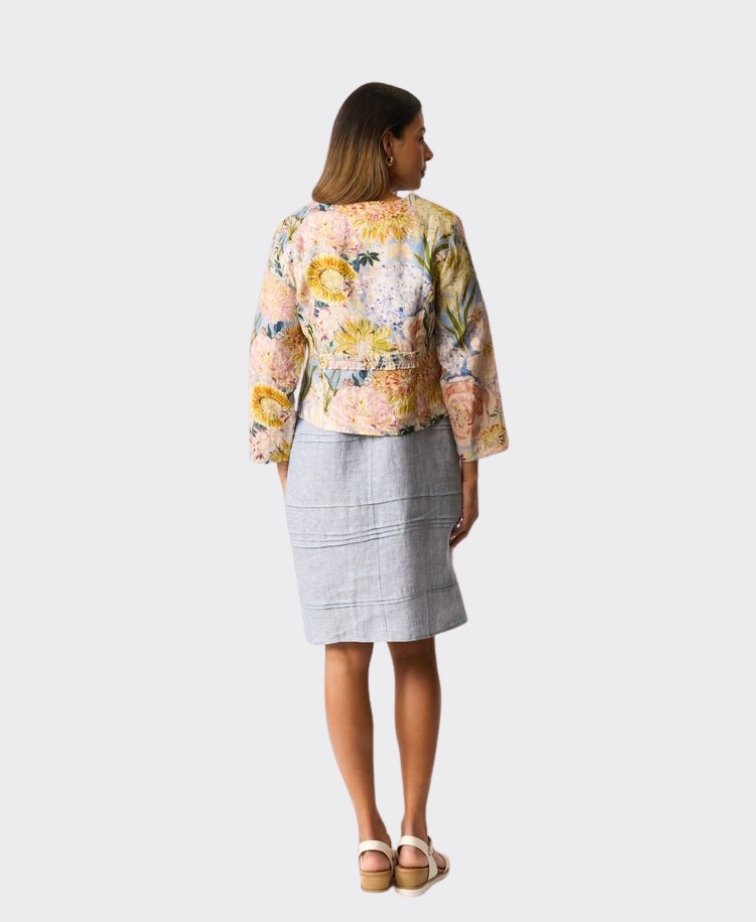 Foil Jacket Gather Again Linen - Peonies