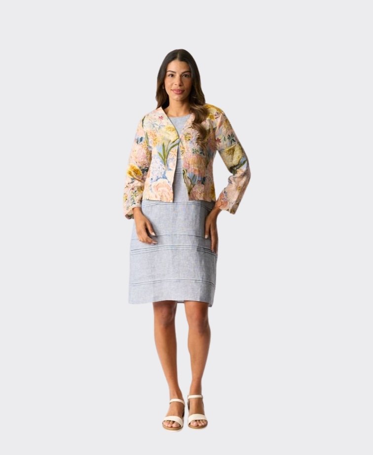 Foil Jacket Gather Again Linen - Peonies