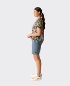 Memo T-Shirt Swing Rib Trim Chiffon - Watercolour