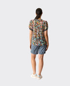 Memo T-Shirt Swing Rib Trim Chiffon - Watercolour
