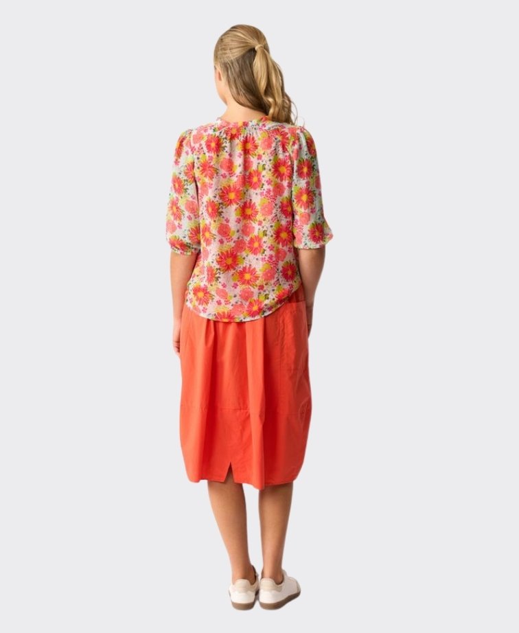 Memo Blouse Scoop Neck Chiffon - Bloomtastic