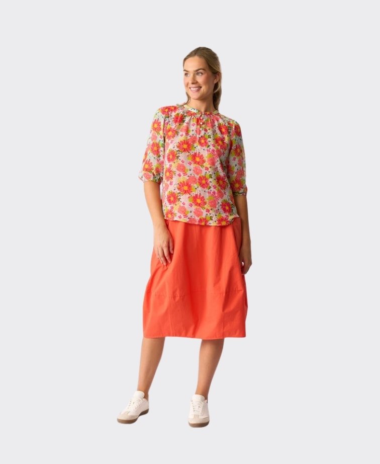 Memo Blouse Scoop Neck Chiffon - Bloomtastic