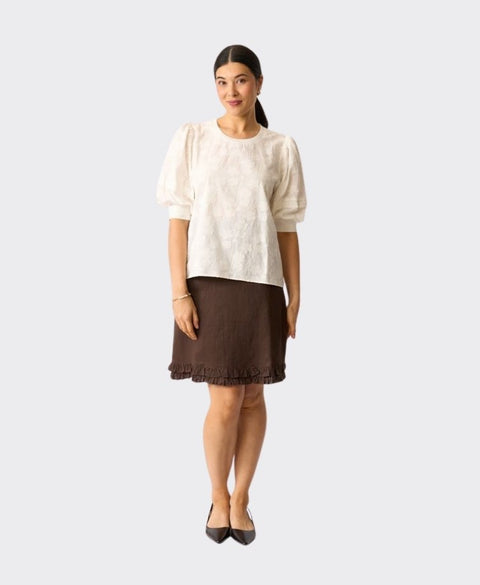 Oh Three Top Rib & Pleat - White