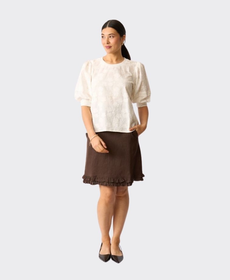 Oh Three Top Rib & Pleat - White