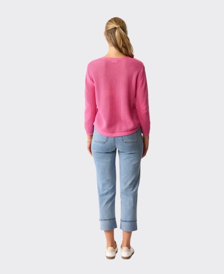 Foil Sweater Spotted Cotton Knit - Pink