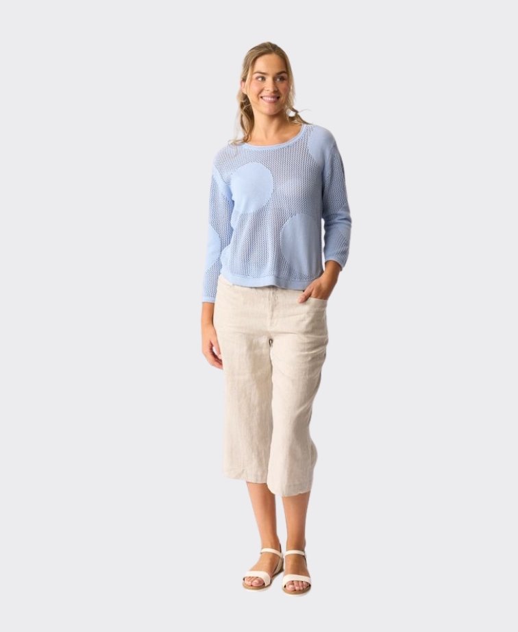 Foil Sweater Spotted Cotton Knit - Sky Blue