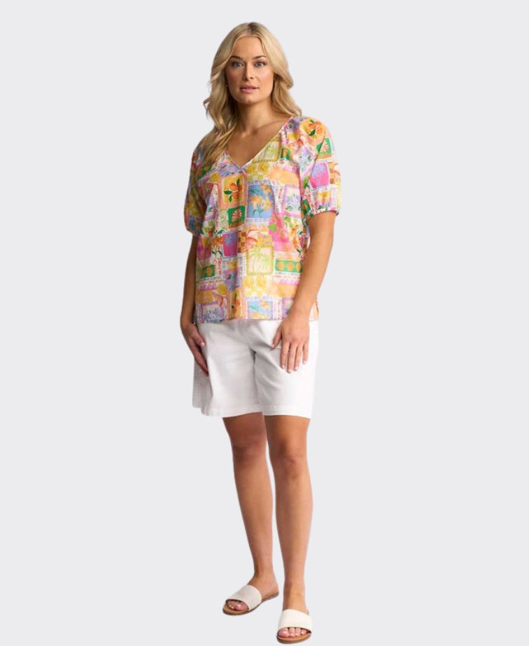 Vassalli Top Pitch V-Neck Printed
