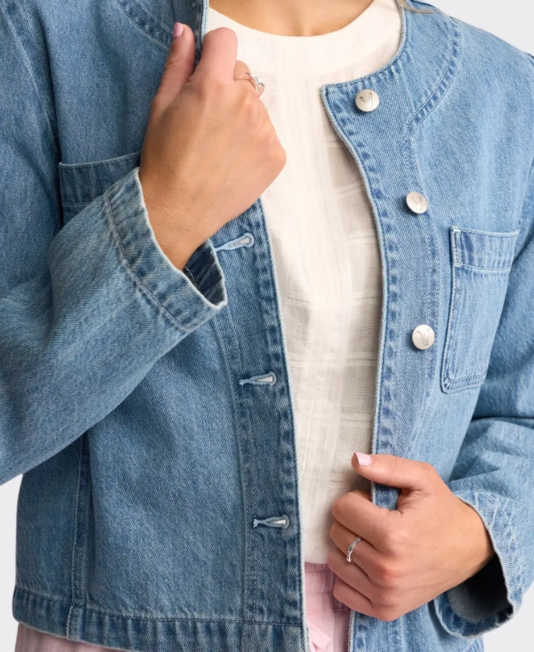 Vassalli Jacket Collarless Denim