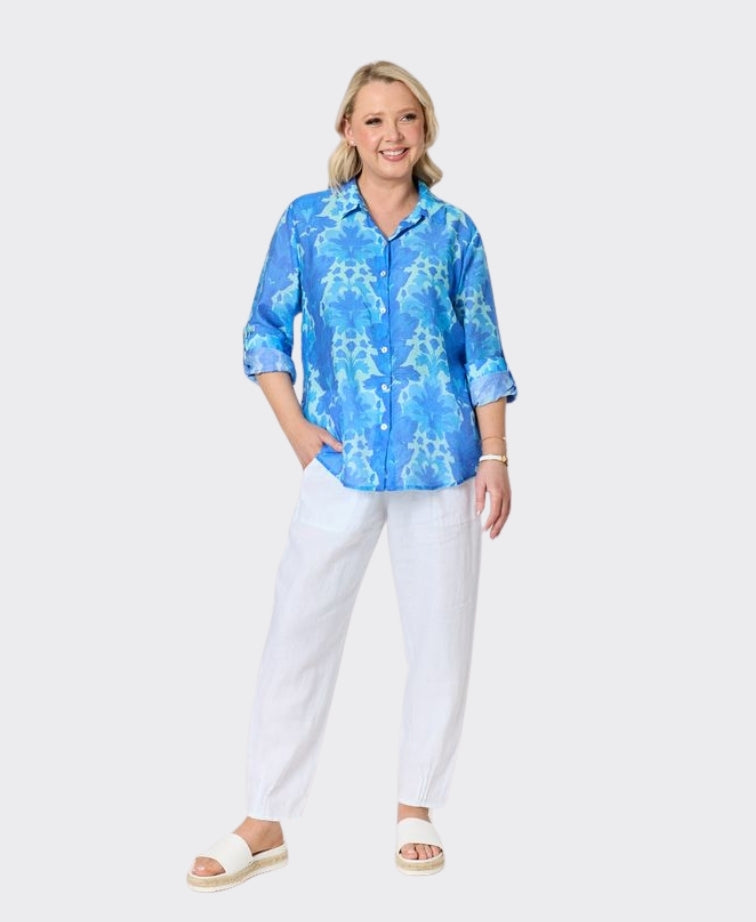 Gordon Smith Shirt Blue Lagoon Print