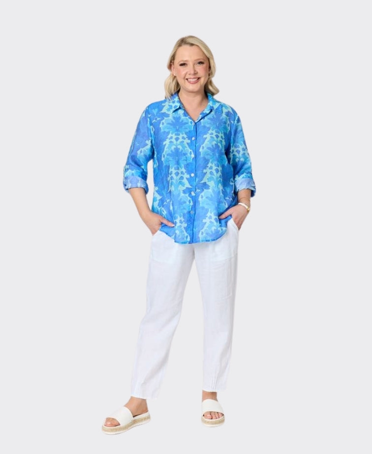 Gordon Smith Shirt Blue Lagoon Print