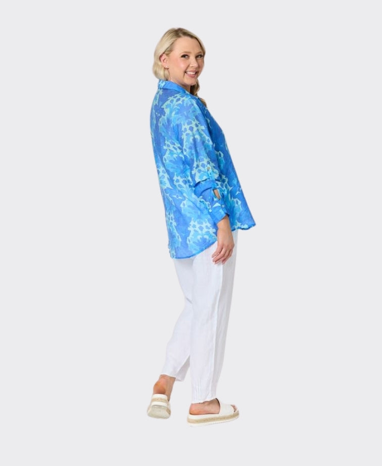 Gordon Smith Shirt Blue Lagoon Print