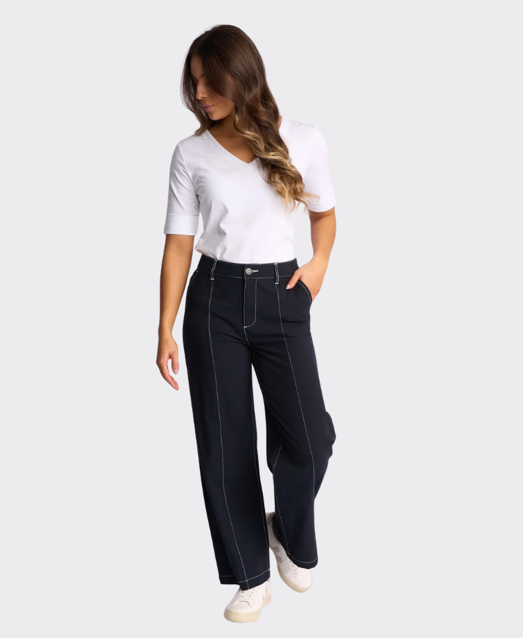Vassalli Pant Oslo Wide Leg Contrast Stitching