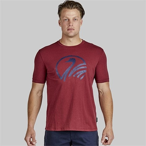 Swanndri Logo Tee - Crimson/Navy