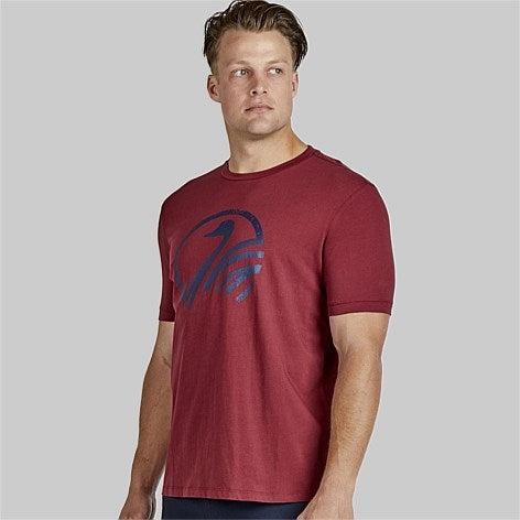 Swanndri Logo Tee - Crimson/Navy