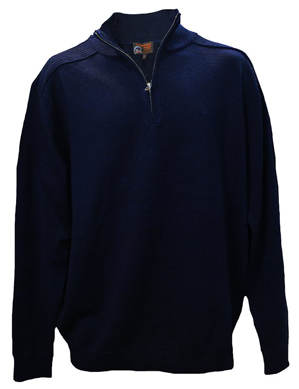 Classified Man Knit Zip Neck Merino - Navy