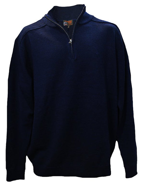 Classified Man Knit Zip Neck Merino - Navy