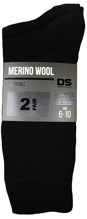 DS Mens Merino Sock 2pk - Black