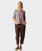 Foil Top Ruffle Sleeve Scoop
