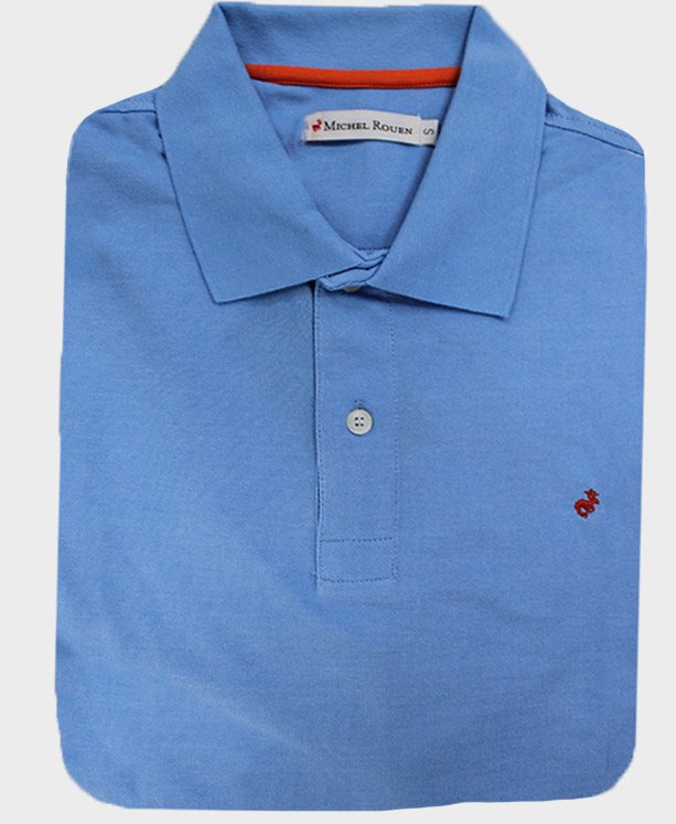 Michel Rouen Polo Pique Plain - Blue