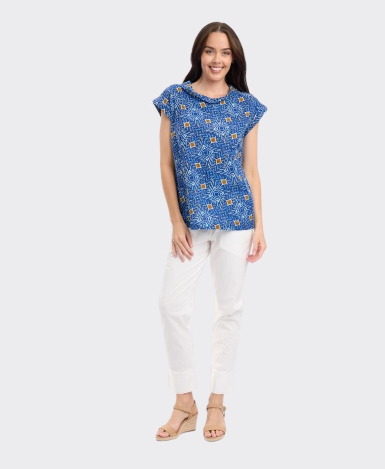 Orientique Top Rolled Neckline Avignon
