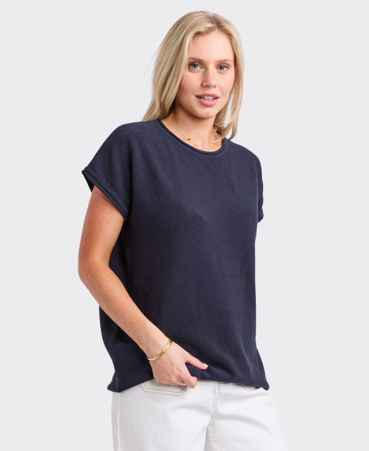 Elm Top Coral Dust Waffle Knit