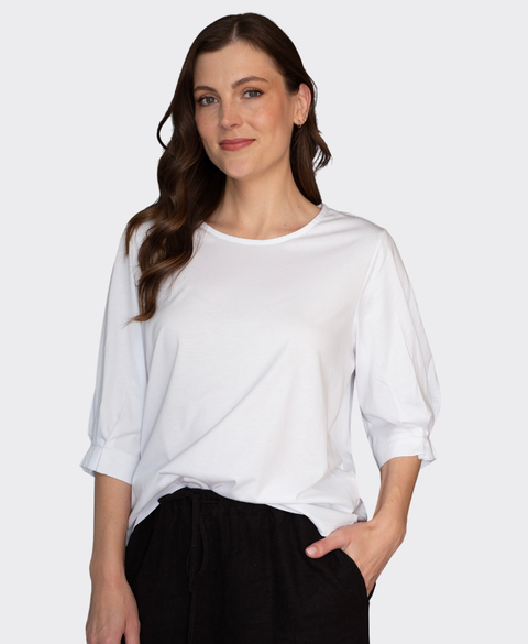 White On Black Top Pleat Sleeve