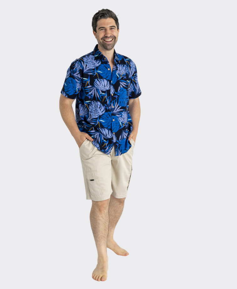 Kingston Grange Shirt S/S Bamboo Midnight Palms