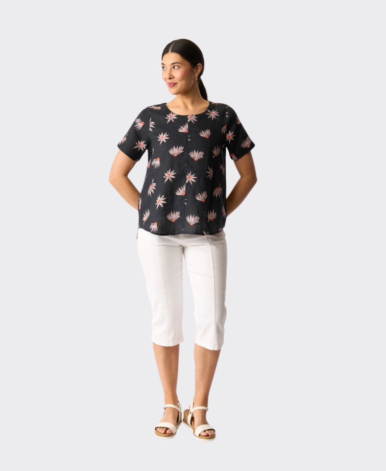 Preen Top Swing Up Down Hem Linen
