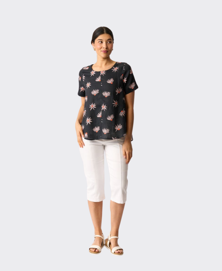 Preen Top Swing Up Down Hem Linen