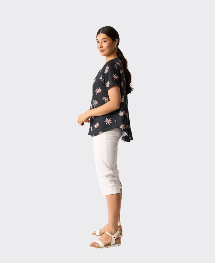 Preen Top Swing Up Down Hem Linen