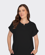 White On Black Top Placket Neck