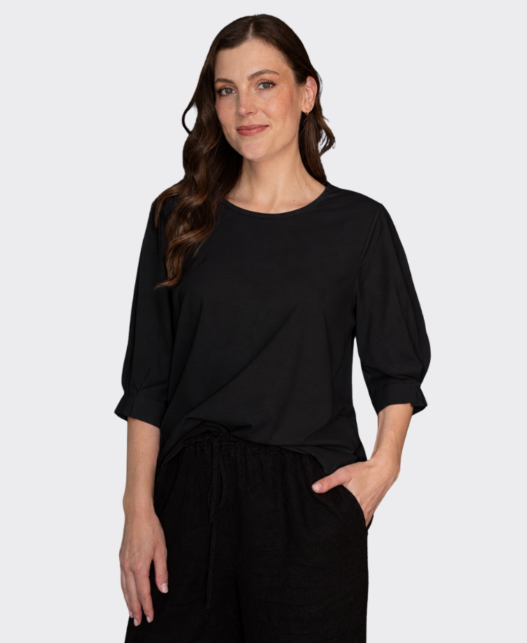White On Black Top Pleat Sleeve