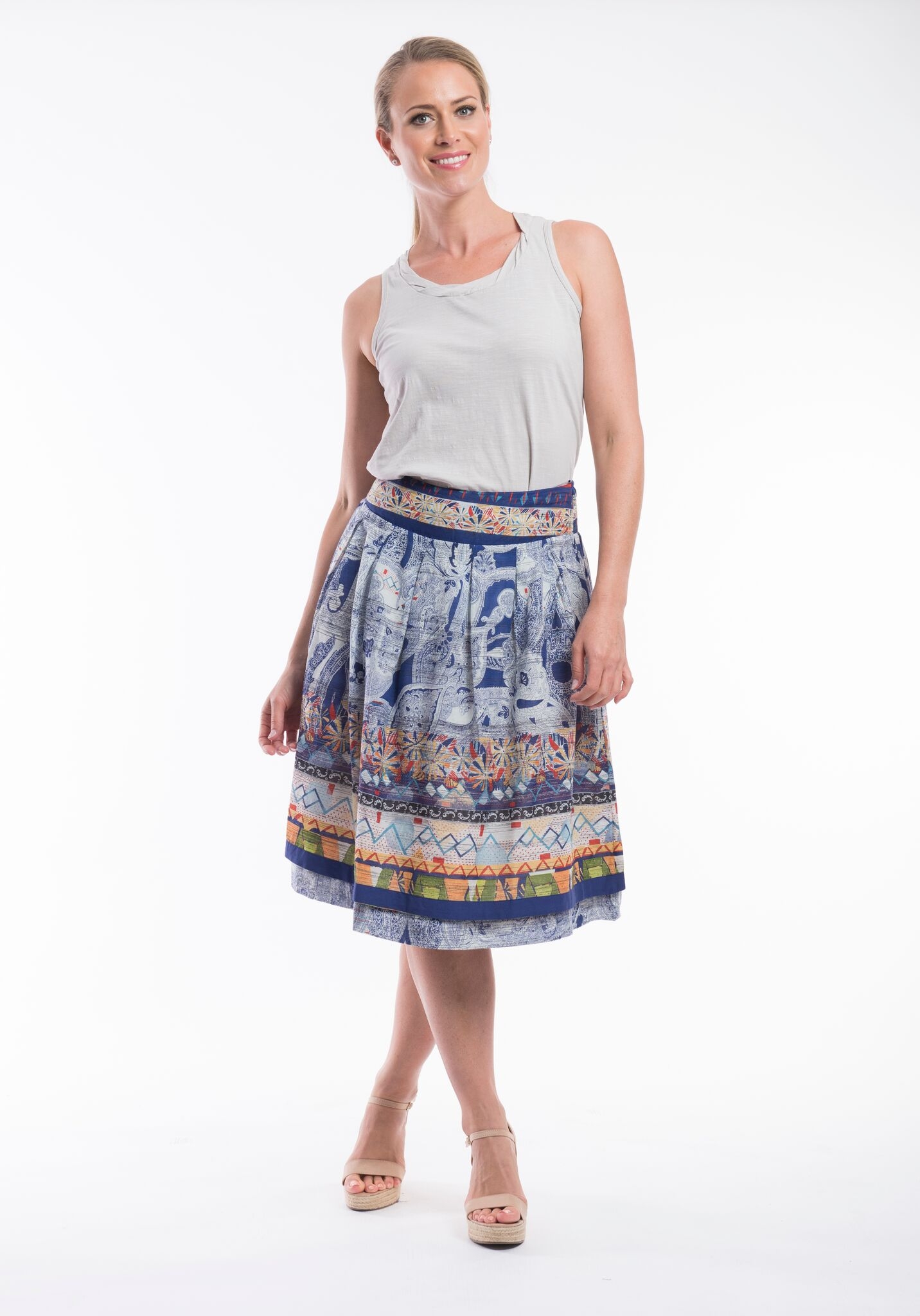 Orientique Skirt Reversible Cotton Women's Skirts Yarntons Free
