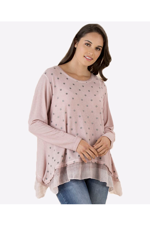 Threadz Top Foil Spot Frill Hem