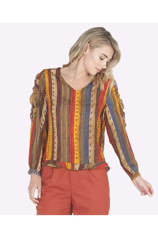 Privilege Top L/S Frill Aztec