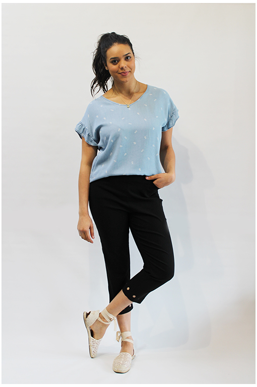 Threadz Pants Cropped Eyelet Hem