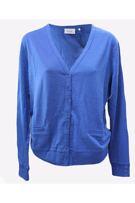 Foil Knit Cardi V Pockets