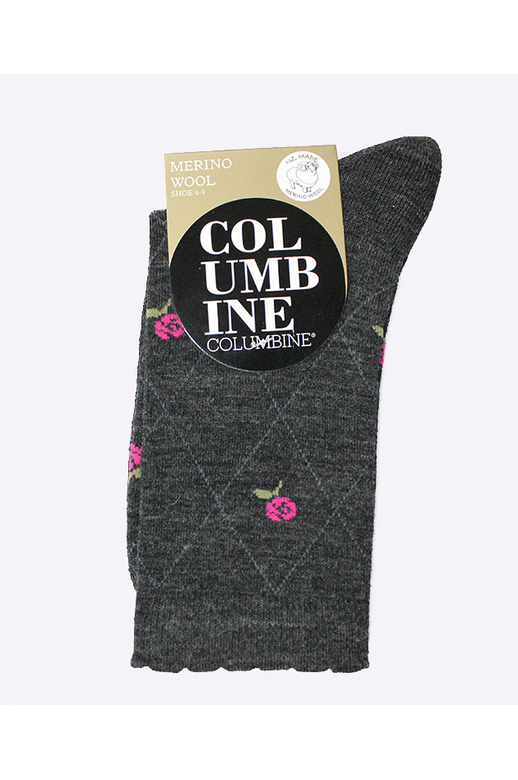 Columbine Merino Crew Argyle Rose