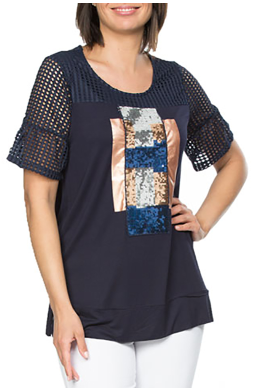 Clarity Top Copper Print Mesh Sleeve