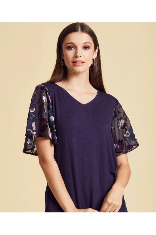 Newport Top V Neck Burnout Sleeve