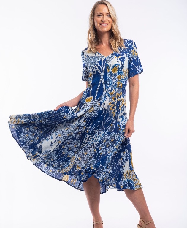Orientique Dress S/S Godet Seville BrandsLadies Yarntons New Zealand’s Trusted Fashion