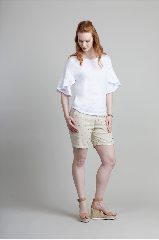 Foil Top T Frill Sleeve Plain