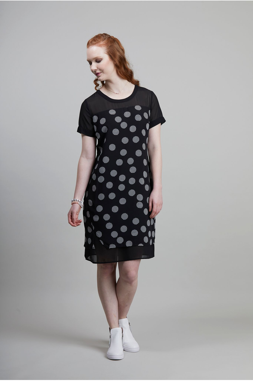 Memo Dress S/S Chiffon Plain Yoke