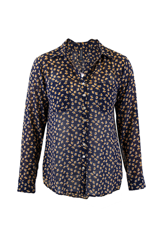 Memo Shirt L/S Print Chiffon Pkt