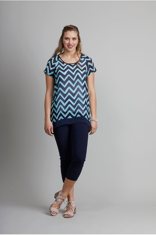 Memo Tunic Raglan Sleeve Print Chiffon