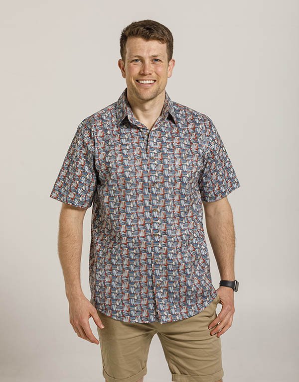 Lifestyle Shirt S/S Print Check BrandsMens Yarntons New Zealand