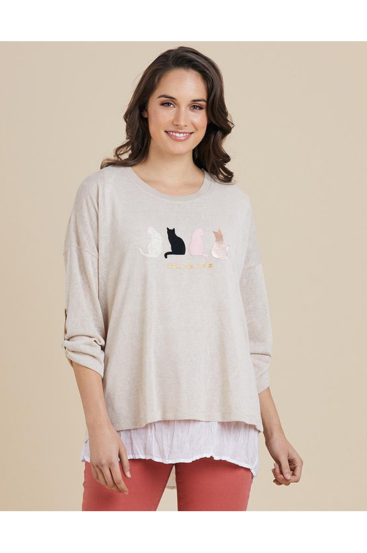 Threadz Top 2 in 1 Cat Motif BrandsLadies Yarntons New Zealand’s