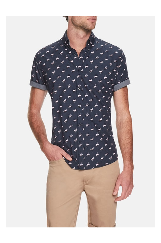 Tarocash Shirt S/S Flamingo Print